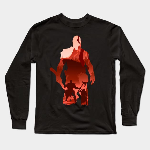 God Of War Kratos Long Sleeve T-Shirt by Paul Draw